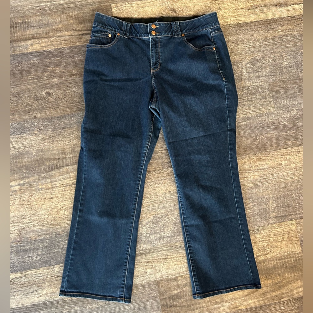 Lane Bryant Jeans Size 16 Average Dark Wash Elastic Waist Straight Leg Denim